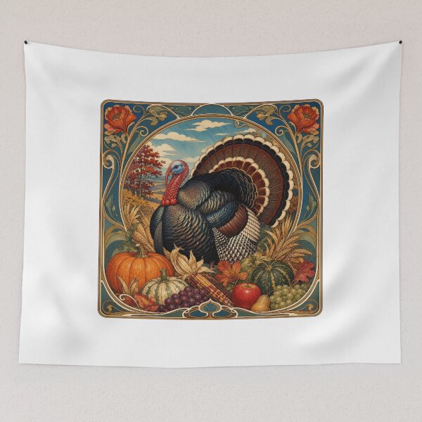 Item preview, Thanksgiving Turkey Autumn Art Nouveau designed and sold by AntiqueImages.