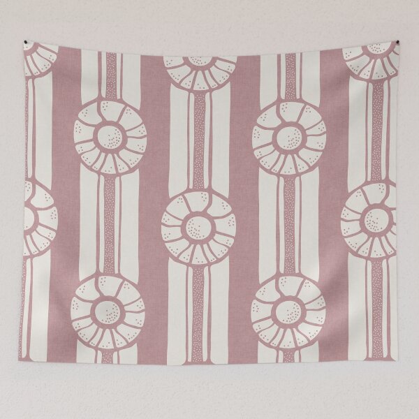 Item preview, Pastel Pink Nautical Shell Cabana Stripes designed and sold by RenattaZare.