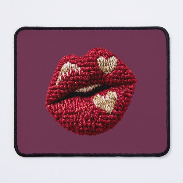 Item preview, Red Kiss Lips Embroidery Pop Art designed and sold by MegaNovaArt.