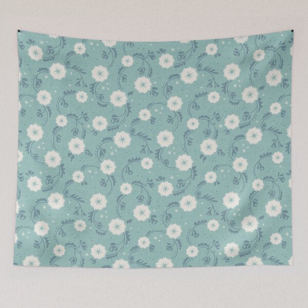 Item preview, Dusty Aqua Dandelion Floral Toss designed and sold by RenattaZare.