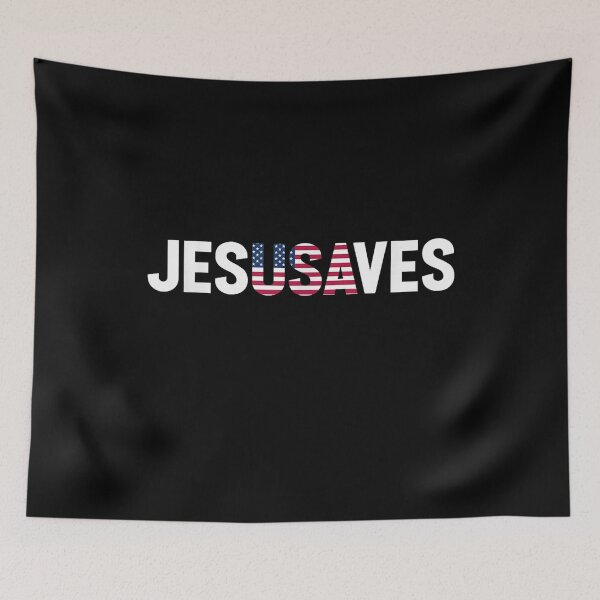 Item preview, 4th of July Christian Jesus Saves USA Flag Patriotic  designed and sold by realvivar666.