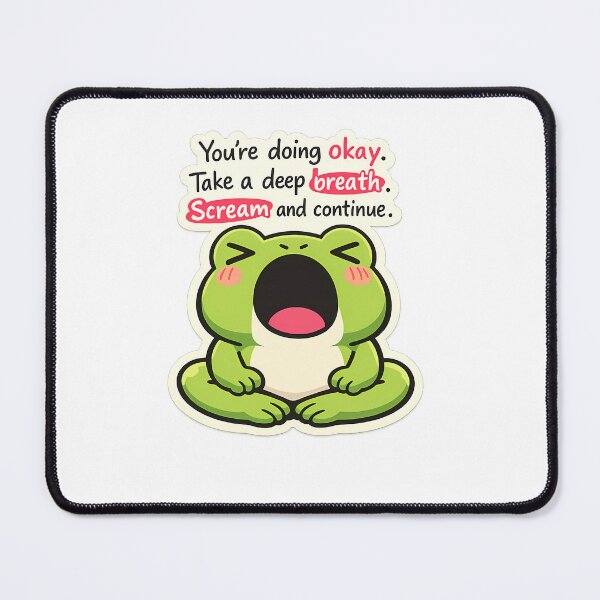 Item preview, Cute Yoga Frog Screaming Take A Deep Breath Sticker designed and sold by MIROUZ2000.
