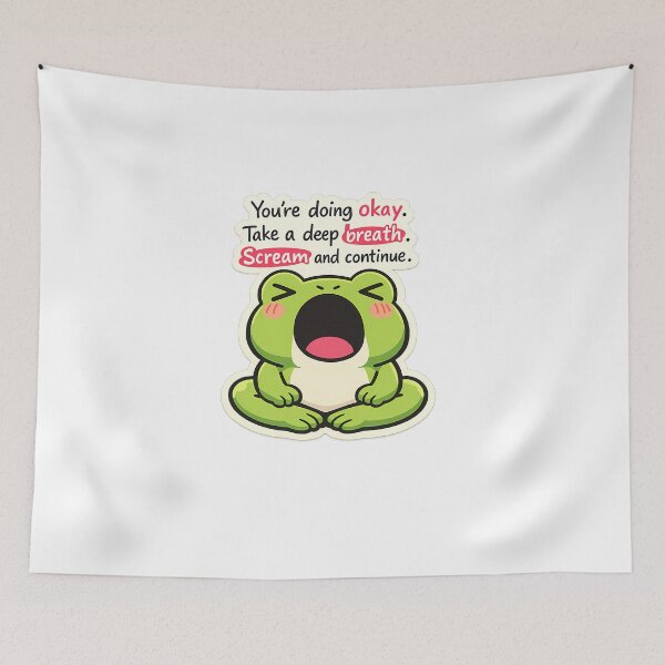 Item preview, Cute Yoga Frog Screaming Take A Deep Breath Sticker designed and sold by MIROUZ2000.