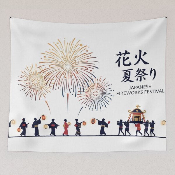 Item preview, Japanese Summer Night Sky Fireworks Art designed and sold by SakuraMarket26.