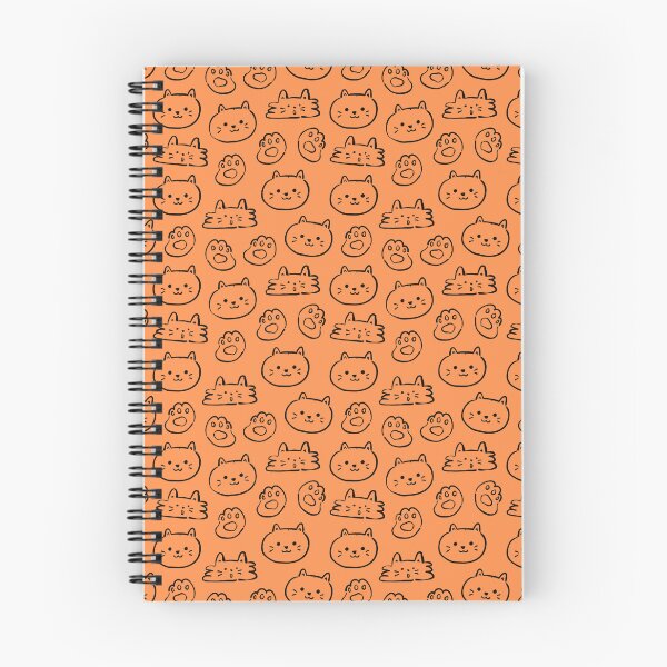 Item preview, Orange Cat Face Paw Print Doodle Pattern Kawaii Kitty designed and sold by Zaya_art.
