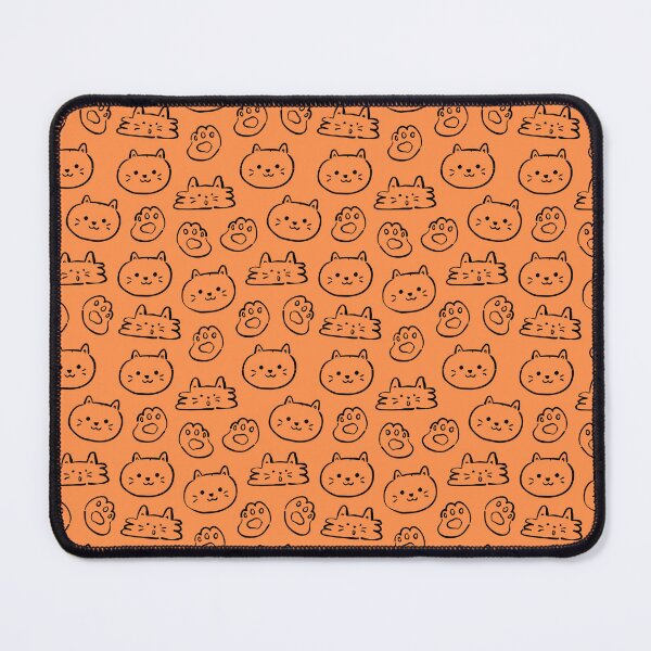 Item preview, Orange Cat Face Paw Print Doodle Pattern Kawaii Kitty designed and sold by Zaya_art.