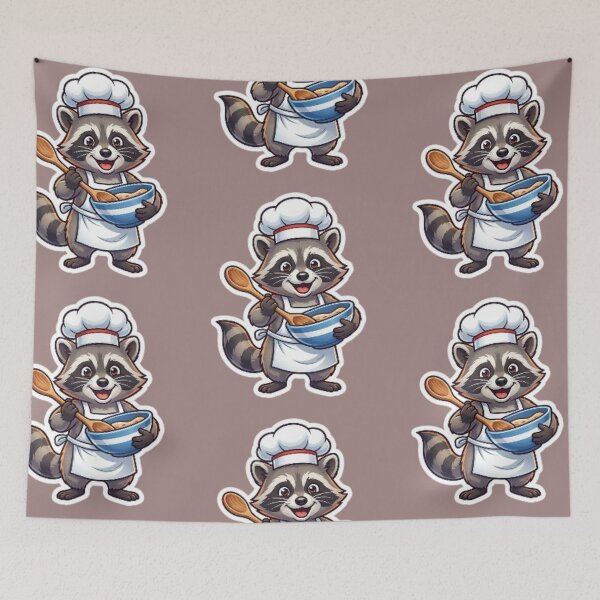 Item preview, Cute Chef Raccoon Sticker designed and sold by UniqueDesigningshop .