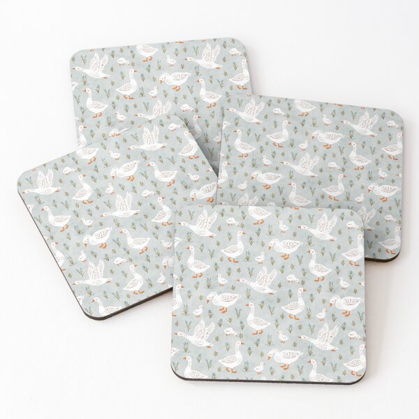 Item preview, Nursery Cute Whimsical Country Farm Geese and Goslings in Pastel Aqua designed and sold by EliveraDesigns.