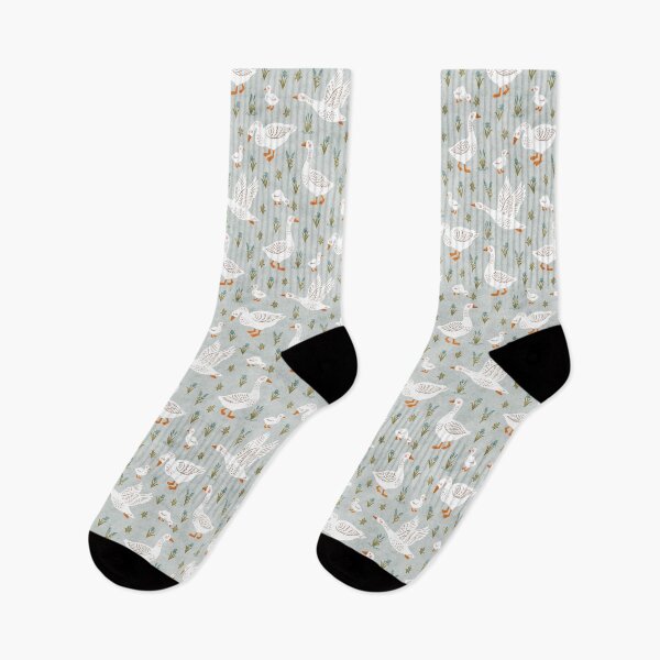 Item preview, Nursery Cute Whimsical Country Farm Geese and Goslings in Pastel Aqua designed and sold by EliveraDesigns.
