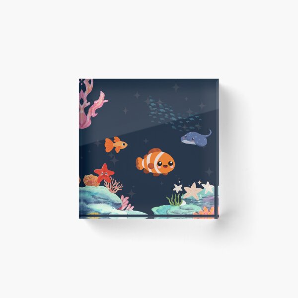 Item preview, Cute Ocean Life Kawaii Fish Coral Reef Under The Sea Art designed and sold by Kidix Arts.