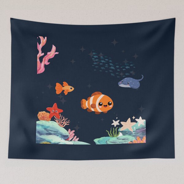 Item preview, Cute Ocean Life Kawaii Fish Coral Reef Under The Sea Art designed and sold by Kidix Arts.