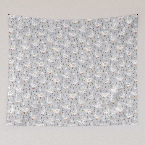 Item preview, Nursery Cute Whimsical Country Farm Geese and Goslings in Pastel Blue designed and sold by EliveraDesigns.