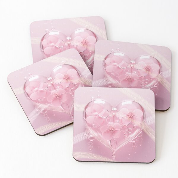 Item preview, Transparent pink flower heart designed and sold by yunee.