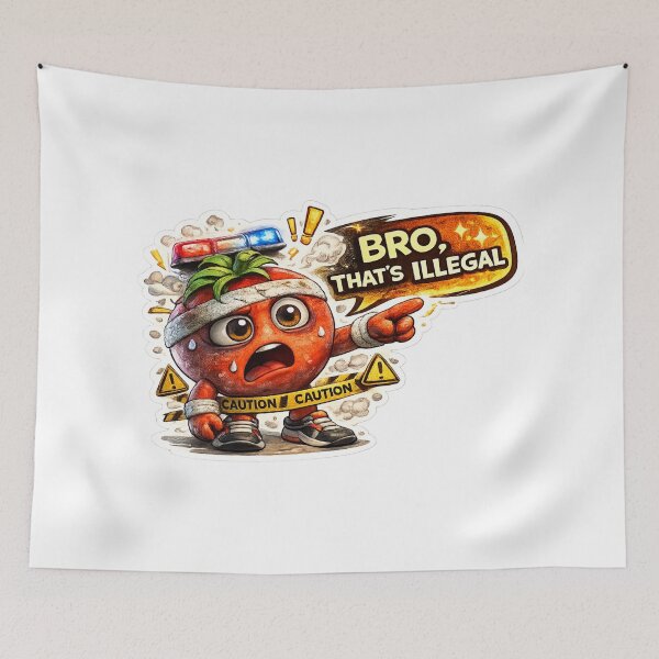 Item preview, Bro That's Illegal Funny Tomato Police Cartoon designed and sold by Bhinfy.