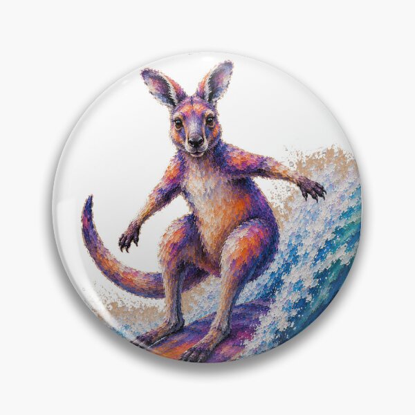Item preview, Cute Colorful Surfing Kangaroo – Modern Palette Knife Animal Painting designed and sold by SLGA-Designs.