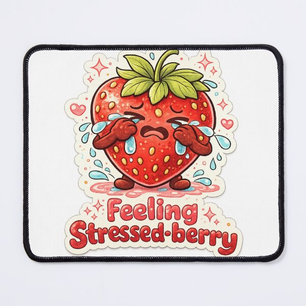 Item preview, Feeling Stressed-berry Crying Strawberry Pun – Funny Relatable Stress Humor Art | Stress Relief Gift designed and sold by irfanshikh.