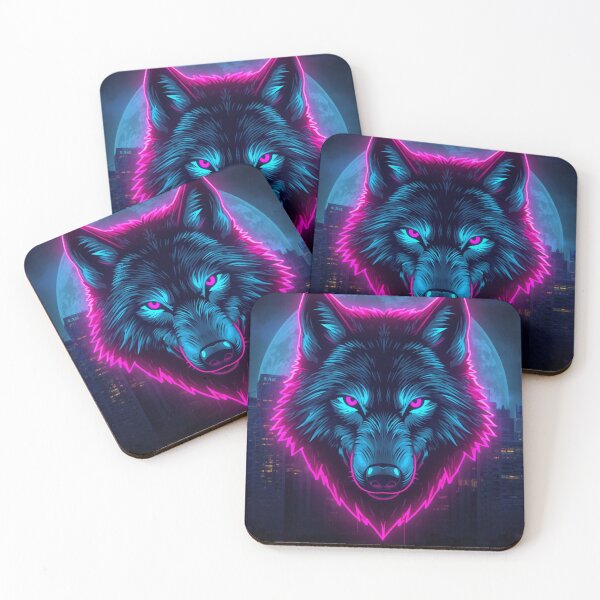Item preview, Neon Wolf Cyberpunk Synthwave Design designed and sold by BalkanDesigns09.