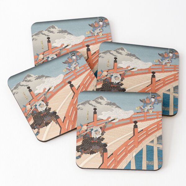 Item preview, Ushiwakamaru dodges Musashibo Benkei's naginata at Gojo Bridge. designed and sold by OsakaYumeWorks.