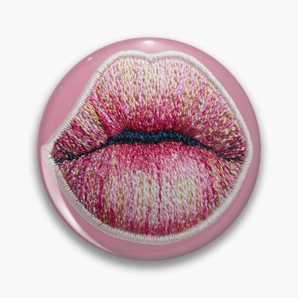 Item preview, Pink Lips Embroidery Pop Art designed and sold by MegaNovaArt.