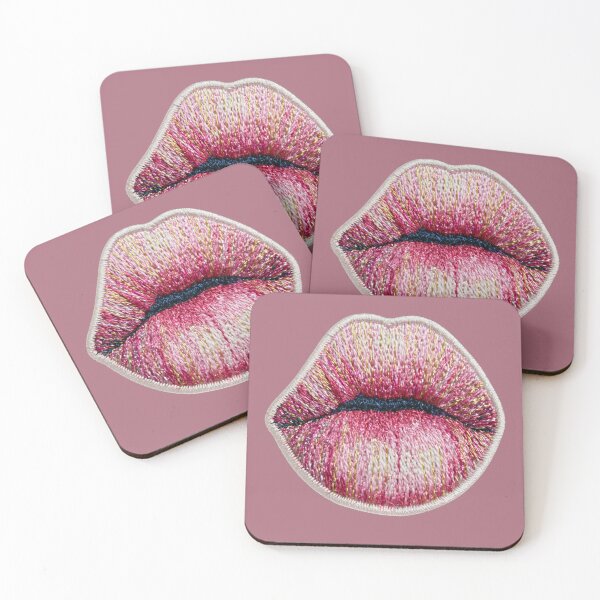 Artikelvorschau, Pinke Lippen Stickerei Pop Art entworfen und verkauft von MegaNovaArt.
