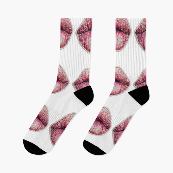 Aperçu de l'œuvre Broderie lèvres roses Pop Art créée et vendue par MegaNovaArt.