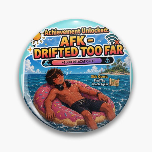 Item preview, Achievement Unlocked AFK Drifted Too Far – Anime Gamer Asleep on Donut Float designed and sold by DailyStruggleCo.
