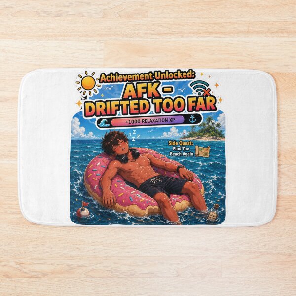 Item preview, Achievement Unlocked AFK Drifted Too Far – Anime Gamer Asleep on Donut Float designed and sold by DailyStruggleCo.