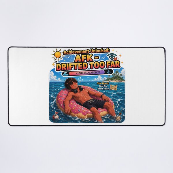 Item preview, Achievement Unlocked AFK Drifted Too Far – Anime Gamer Asleep on Donut Float designed and sold by DailyStruggleCo.