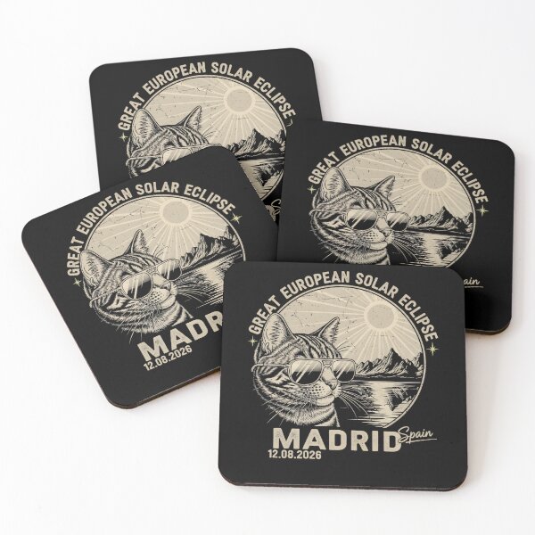 Item preview, Great European Solar Eclipse 2026 Madrid Spain Cat Lover Retro Astronomy designed and sold by ArtByKatti.