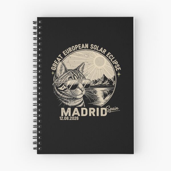Item preview, Great European Solar Eclipse 2026 Madrid Spain Cat Lover Retro Astronomy designed and sold by ArtByKatti.