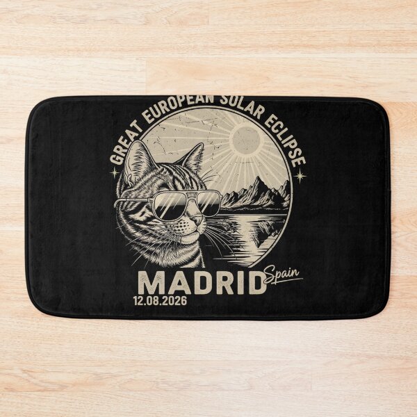 Item preview, Great European Solar Eclipse 2026 Madrid Spain Cat Lover Retro Astronomy designed and sold by ArtByKatti.