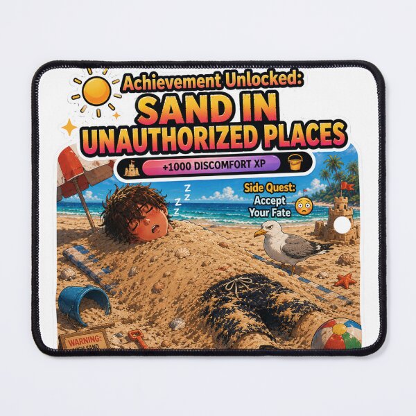 Item preview, Achievement Unlocked Sand In Unauthorized Places – Anime Gamer Buried in Sand designed and sold by DailyStruggleCo.