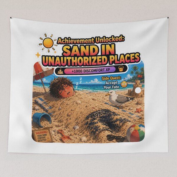 Item preview, Achievement Unlocked Sand In Unauthorized Places – Anime Gamer Buried in Sand designed and sold by DailyStruggleCo.