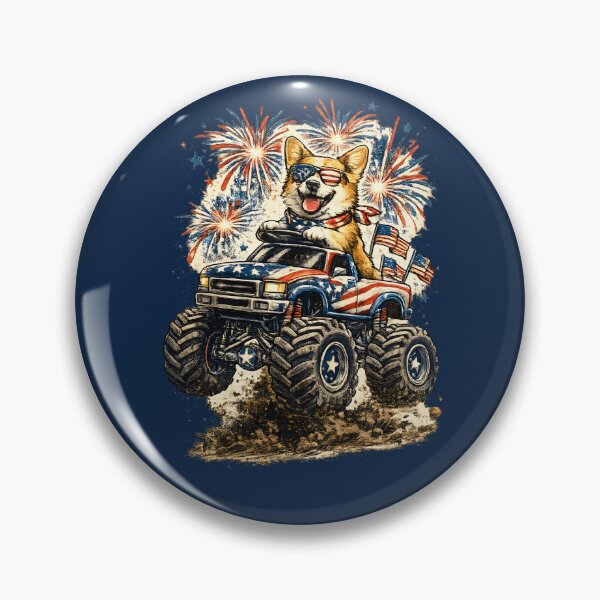 Item preview, Funny Patriotic Corgi Monster Truck 4th of July Shirt designed and sold by PixelForge11.
