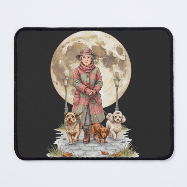 Item preview, Old Woman Walking Her Dogs at Night designed and sold by ArcticFoxStudio.