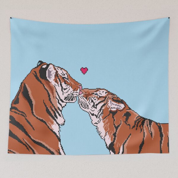 Item preview, Valentines day Tigers Pixel Art designed and sold by LilSeashell.