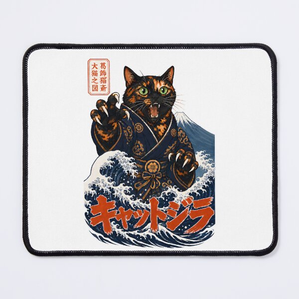 Item preview, Cattojira Rising — Tortoiseshell Cat Kaiju Ukiyo-e | Giant Cat designed and sold by Martin's_Design.