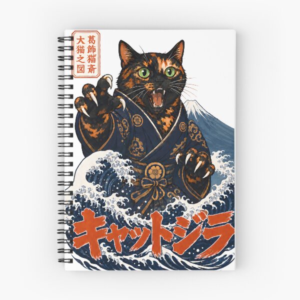 Item preview, Cattojira Rising — Tortoiseshell Cat Kaiju Ukiyo-e | Giant Cat designed and sold by Martin's_Design.