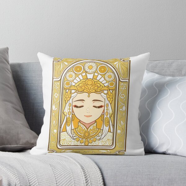 Item preview, Portrait - Golden crowned woman closed eyes serene designed and sold by AnimeShin.