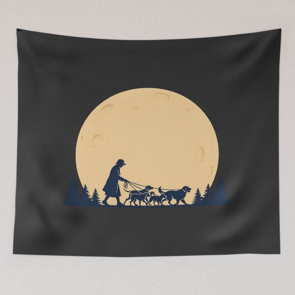 Item preview, Old Woman Walking Her Dogs at Night designed and sold by ArcticFoxStudio.