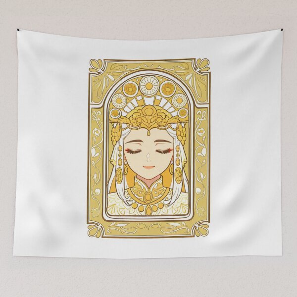 Item preview, Portrait - Golden crowned woman closed eyes serene designed and sold by AnimeShin.