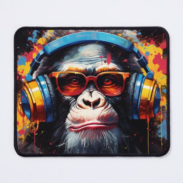 Item preview, DJ Monkey Thinker with Headphones and Glasses designed and sold by GrinGalore.