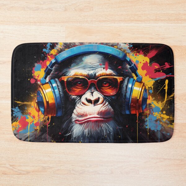 Item preview, DJ Monkey Thinker with Headphones and Glasses designed and sold by GrinGalore.