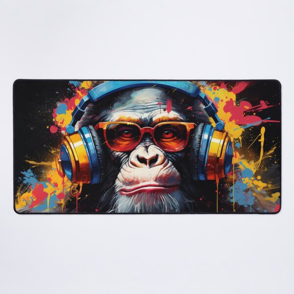 Item preview, DJ Monkey Thinker with Headphones and Glasses designed and sold by GrinGalore.