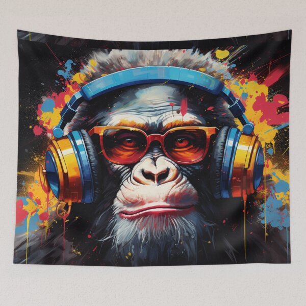 Item preview, DJ Monkey Thinker with Headphones and Glasses designed and sold by GrinGalore.