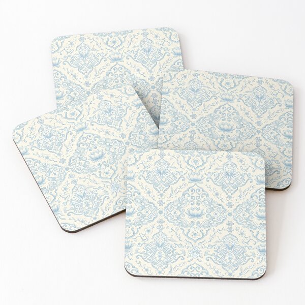 Item preview, Elegant Sky Blue Dancheong Lotus Infinite Seamless Pattern designed and sold by SOOstudio73.