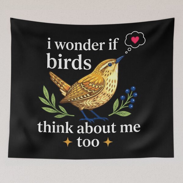 Item preview, I Wonder If Birds Think About Me Too Cute Wren Illustration designed and sold by GalenoHenley.