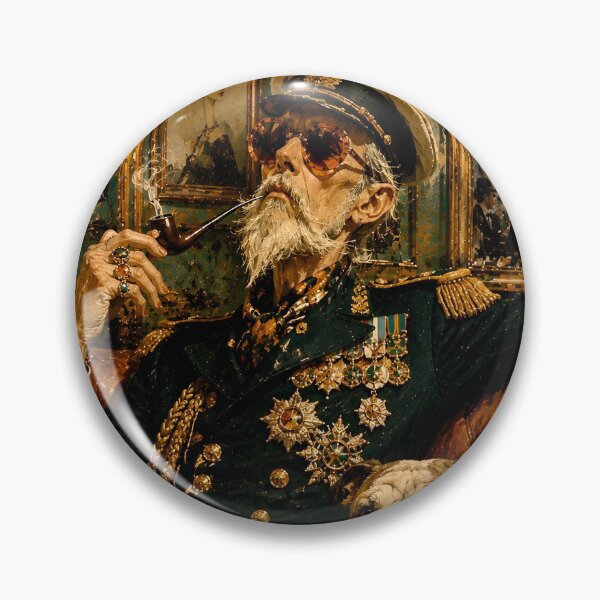 Item preview, The Admiral's Café – Distinguished Naval Officer with Bulldog | Vintage Editorial Illustration designed and sold by Vibranta Studio.