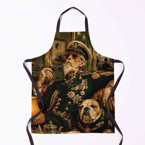 Item preview, The Admiral's Café – Distinguished Naval Officer with Bulldog | Vintage Editorial Illustration designed and sold by Vibranta Studio.