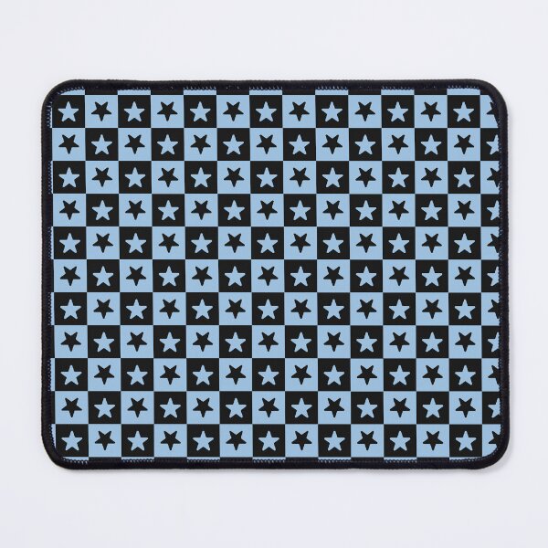 Item preview, Black And Baby Blue Checkered Stars Pattern designed and sold by pattern-archive.